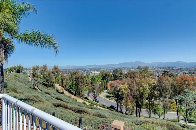 a view of a city with lush green forest