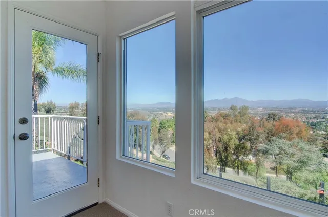 a view of a room with a window