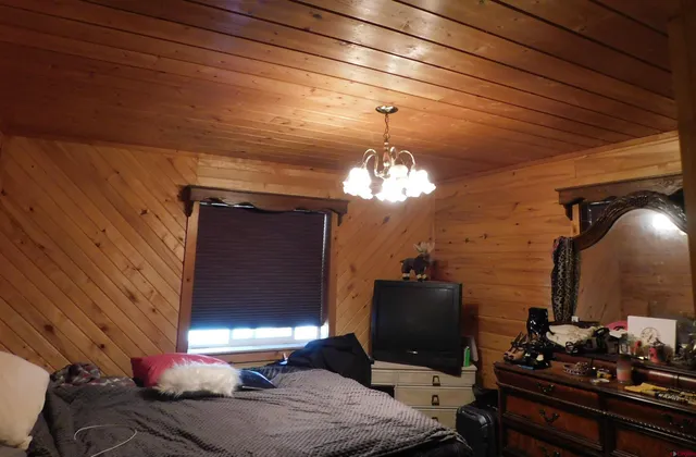 a bathroom with a shower and a toilet