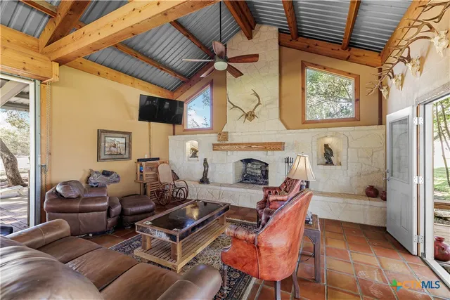 a outdoor living space with furniture