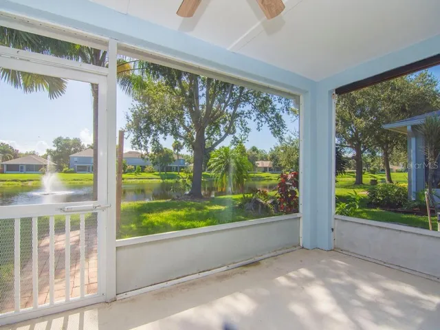a view of swimming pool from a balcony