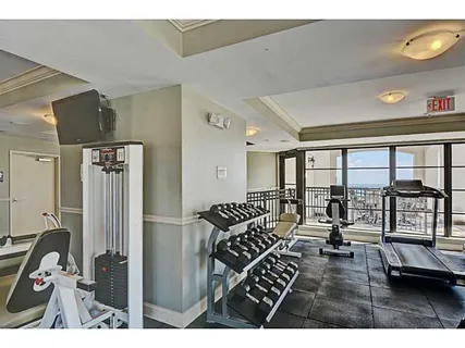 a view of a lake with a city