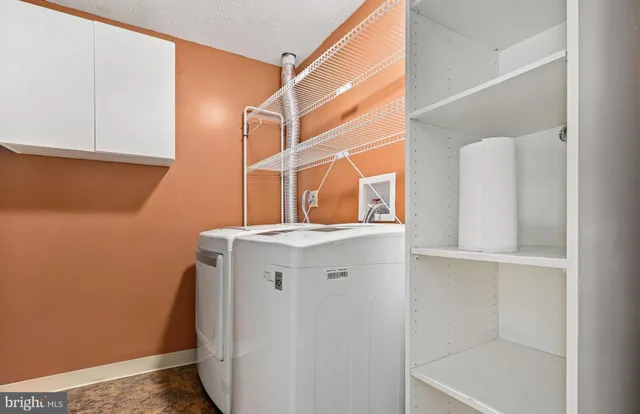 a view of a room with racks on the wall