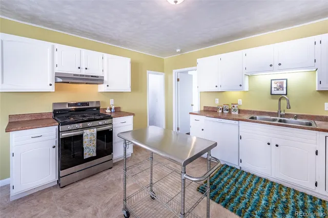 a kitchen with a stove a sink and a refrigerator