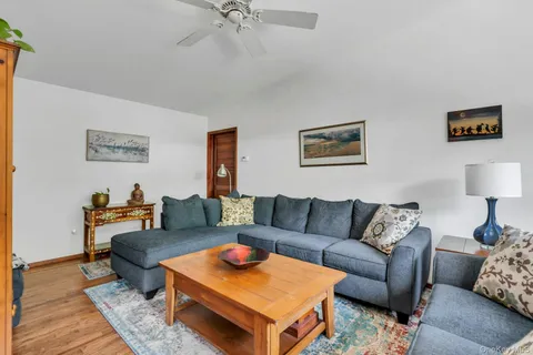 a living room with furniture and a couch