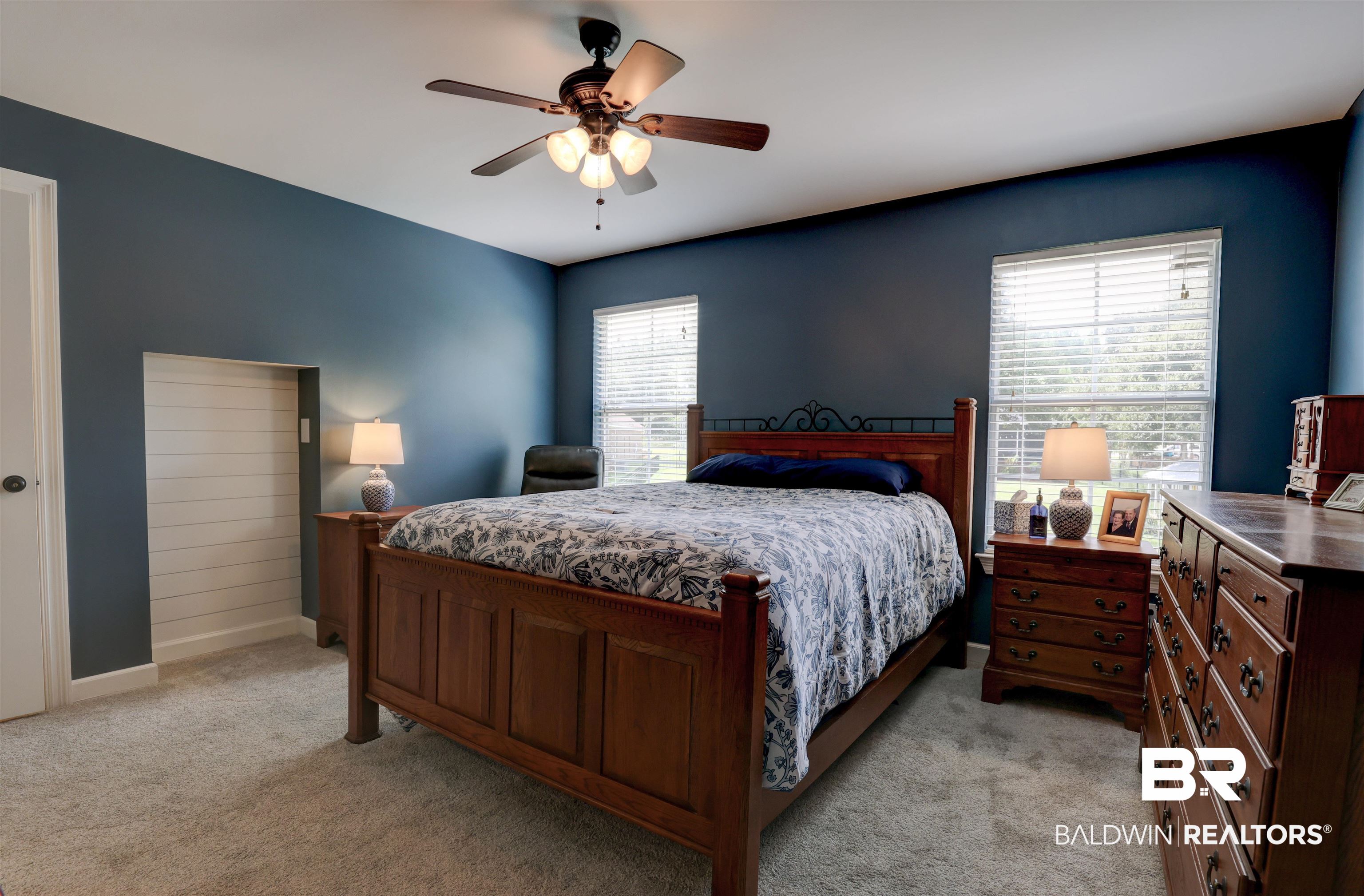 5565 Dawes Lane Theodore, AL 36582 - Photo 19 of 38 Bedroom with ceiling fan and light carpet