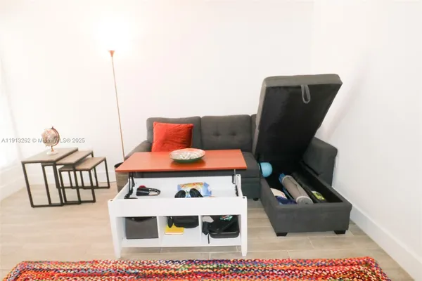 a living room with furniture