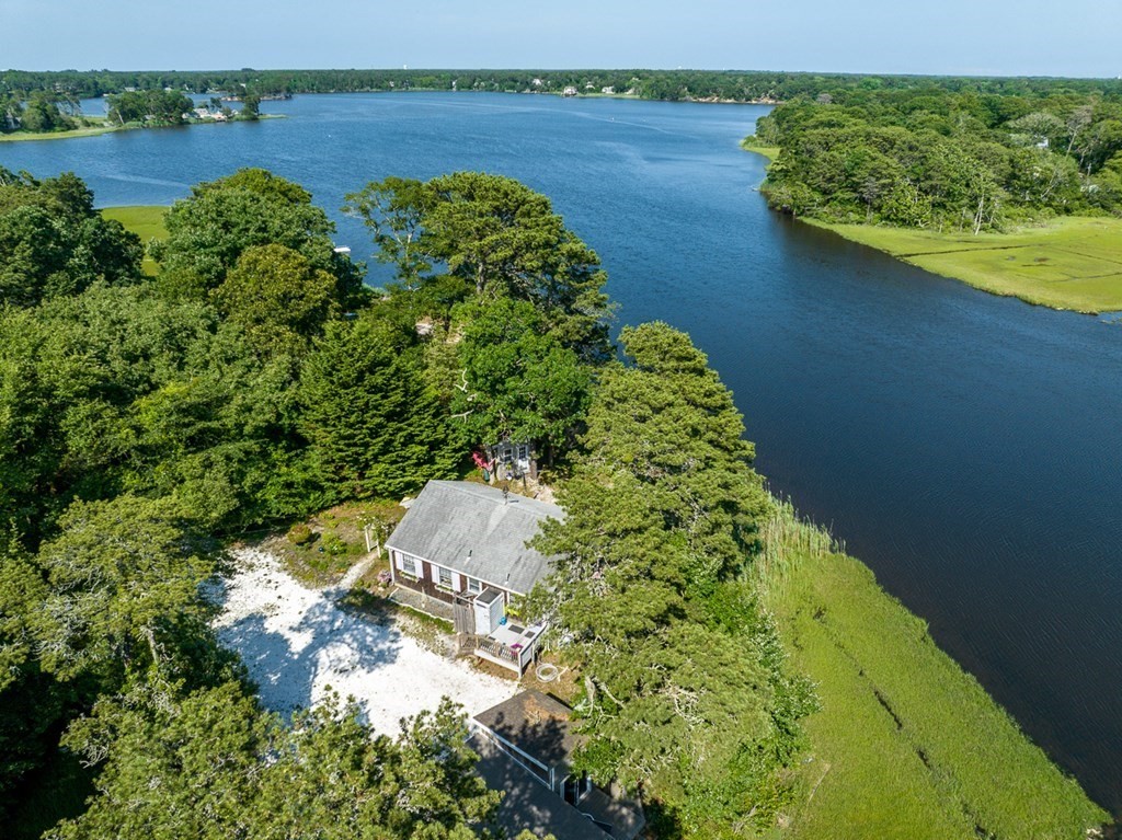 a view of a lake with a beach