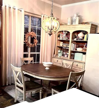 a table and chairs in a room