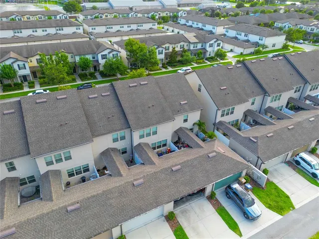 an aerial view of a house