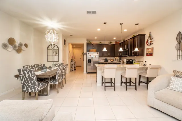 a view of a dining area with furniture