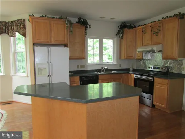 a kitchen with stainless steel appliances granite countertop a sink a stove and a refrigerator