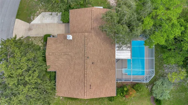 an aerial view of a house
