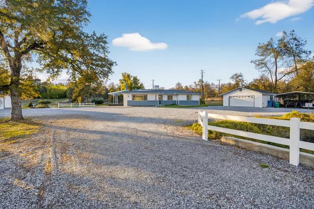 a view of a park with large trees