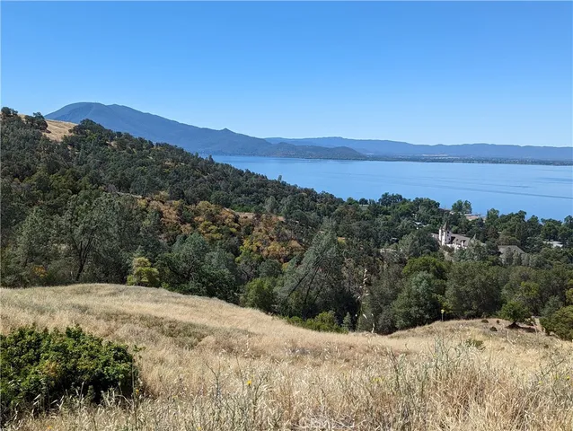 a view of a lake and mountain in the back