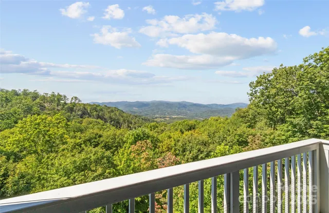 a view of a forest from a balcony