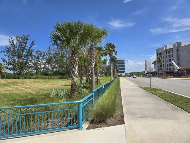a view of a swimming pool with a patio
