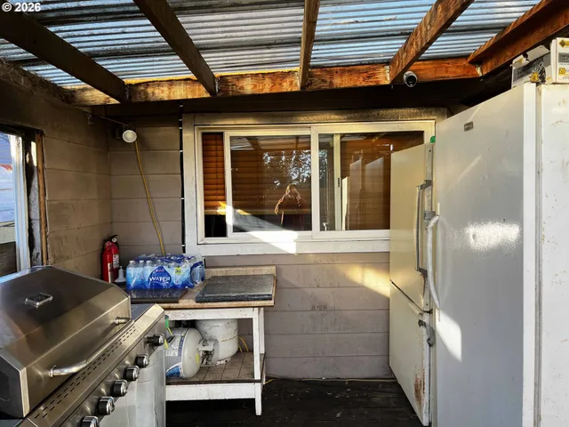 a living room with a large window