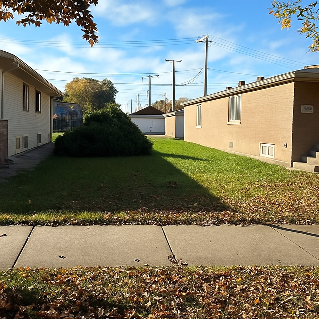 a view of a back yard of the house and green space