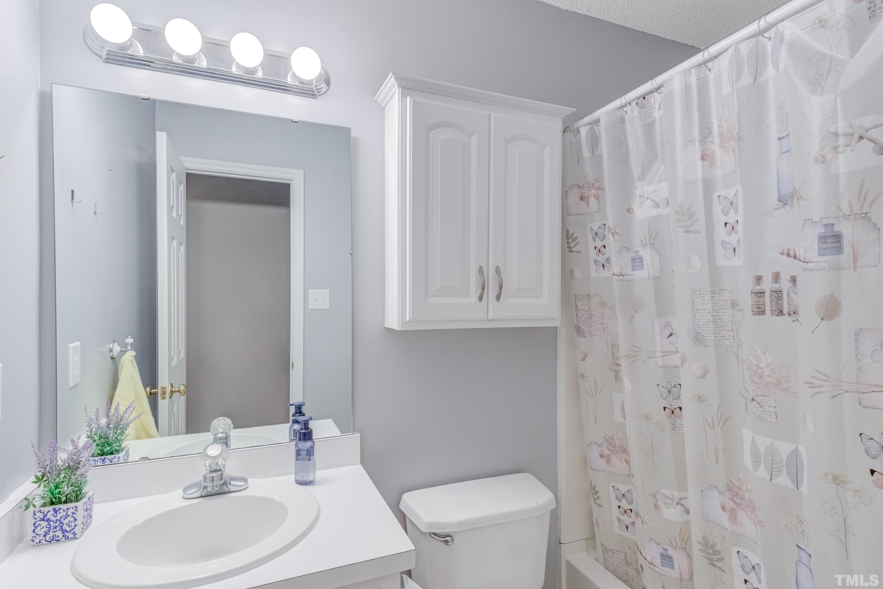 605 Jordan Ridge Lane Raleigh, NC 27603 - Photo 25 of 36 a bathroom with a sink a toilet and a mirror