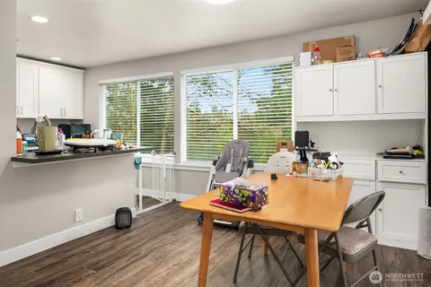 a table and chairs in a room