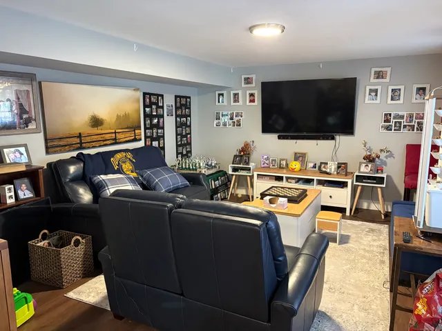 a living room with furniture and a couch