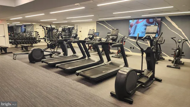 a view of a room with gym equipment