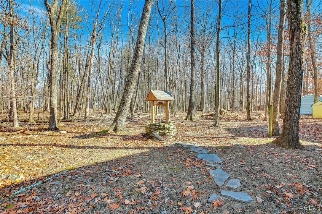 111 Brewster Way East Stroudsburg, PA 18301 - Photo 26 of 30 a swimming pool with large trees and wooden fence
