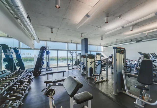 a view of a room with gym equipment