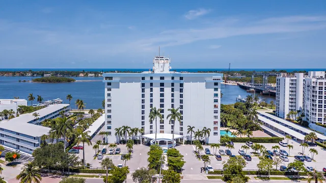 a view of a city and ocean view