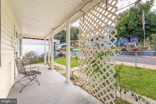 a building outdoor space with seating space