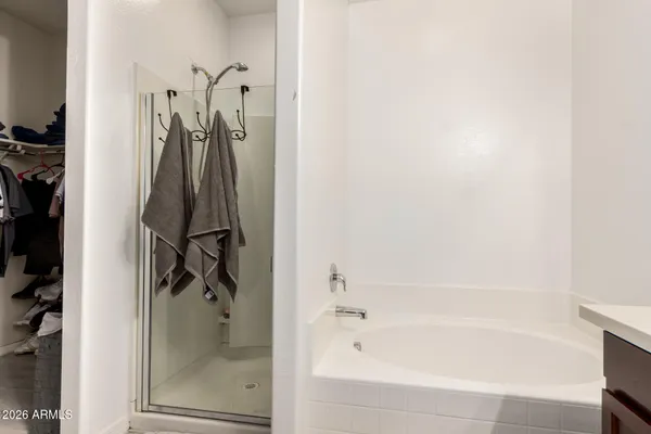 a bathroom with a bathtub
