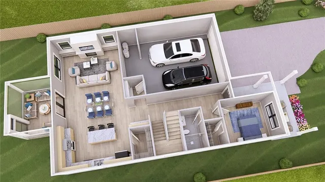 a view of a street sign under a tree