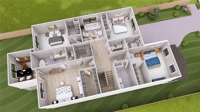 a house view with a garden space