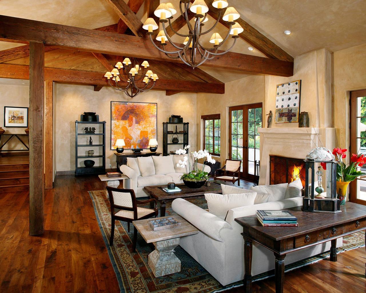 797 Hot Springs Road Montecito, CA 93108 - Photo 4 of 7 a living room with furniture a fireplace and a chandelier