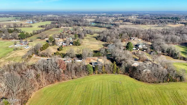 a view of a backyard with water and mountain view
