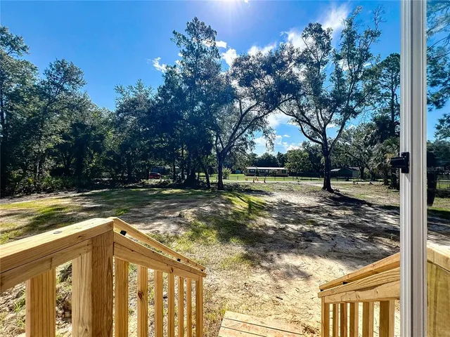 a view of a yard with a tree