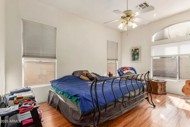 a view of a livingroom with wooden floor