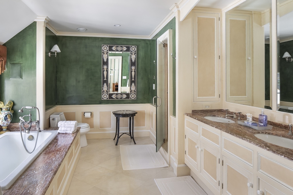 43 Oak Hill Road Harvard, MA 01451 - Photo 23 of 42 a bathroom with a granite countertop tub sink and mirror