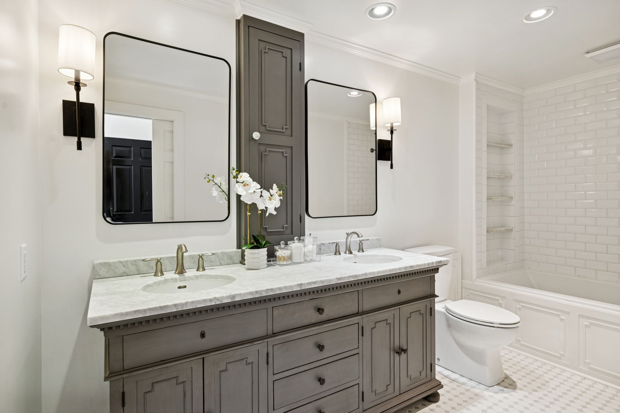 5467 Pinewood Road Franklin, TN 37064 - Photo 61 of 98 a bathroom with a granite countertop toilet sink and mirror