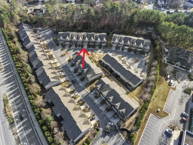 an outdoor space with seating