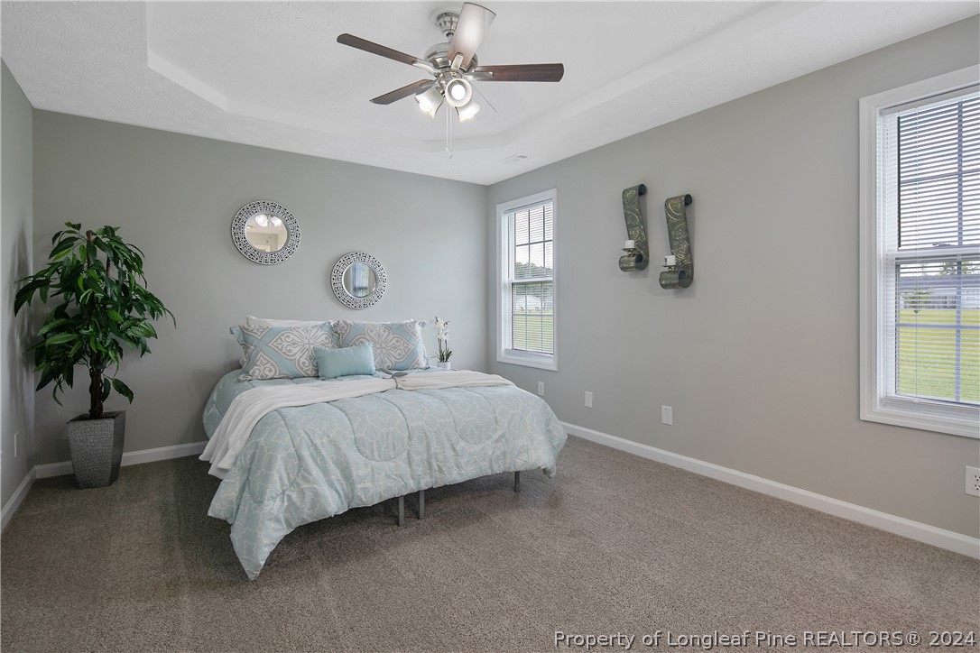 130 Rye Lane Raeford, NC 28376 - Photo 16 of 38 a bedroom with a large bed and a potted plant