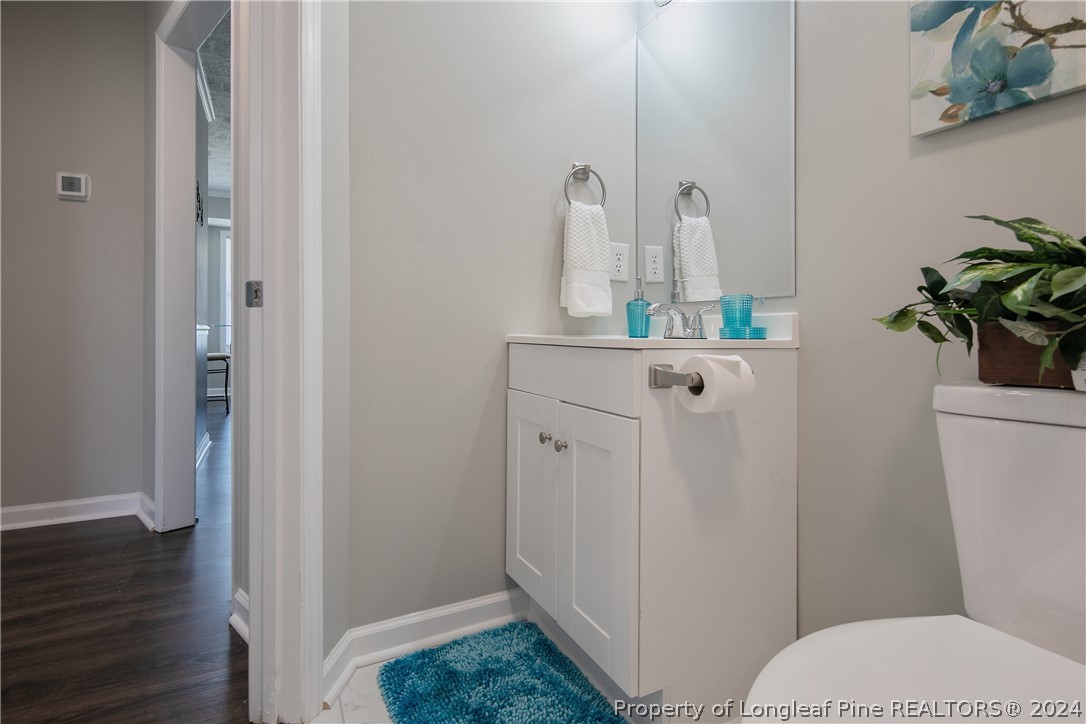 130 Rye Lane Raeford, NC 28376 - Photo 30 of 38 a bathroom with a sink a toilet and a mirror