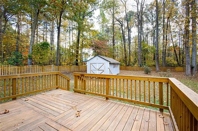 a view of a wooden deck