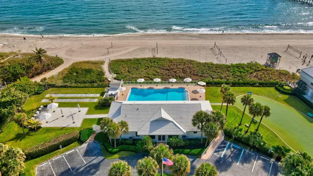 an aerial view of a house with a garden