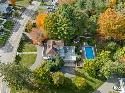 an aerial view of a house