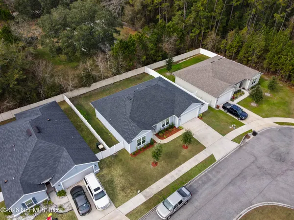 an aerial view of a house