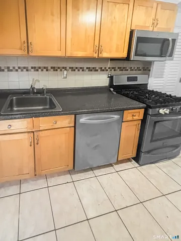 a view of a kitchen counter top space