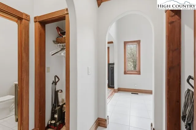 a view of a hallway with a elevator