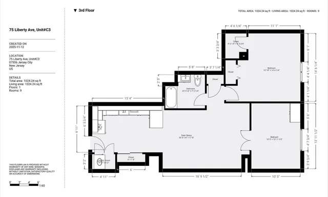 $429,000 | 75 Liberty Avenue, Unit C3, Jersey City, NJ 07306